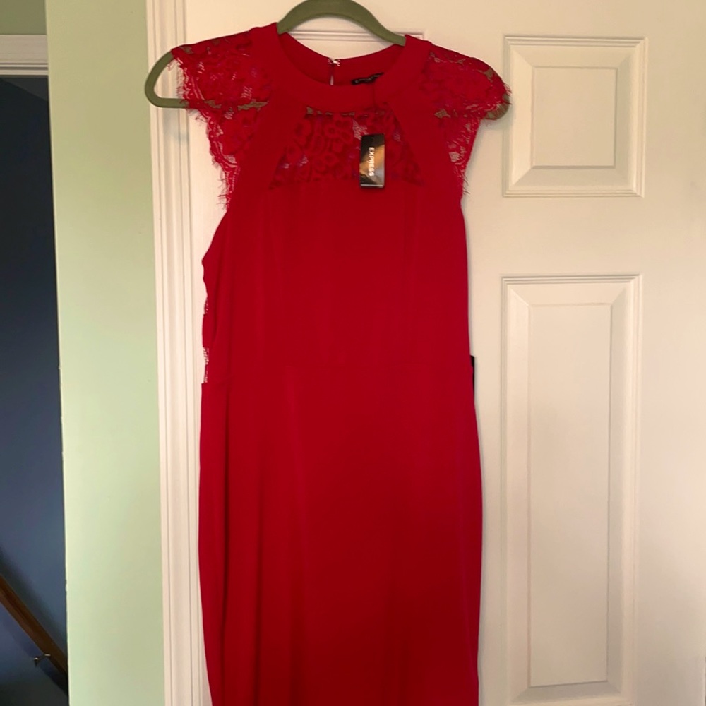 Express red body con dress
